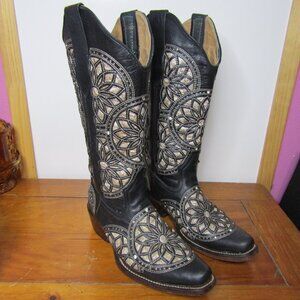 Brandon Size 7 1/2 Black Leather Boots